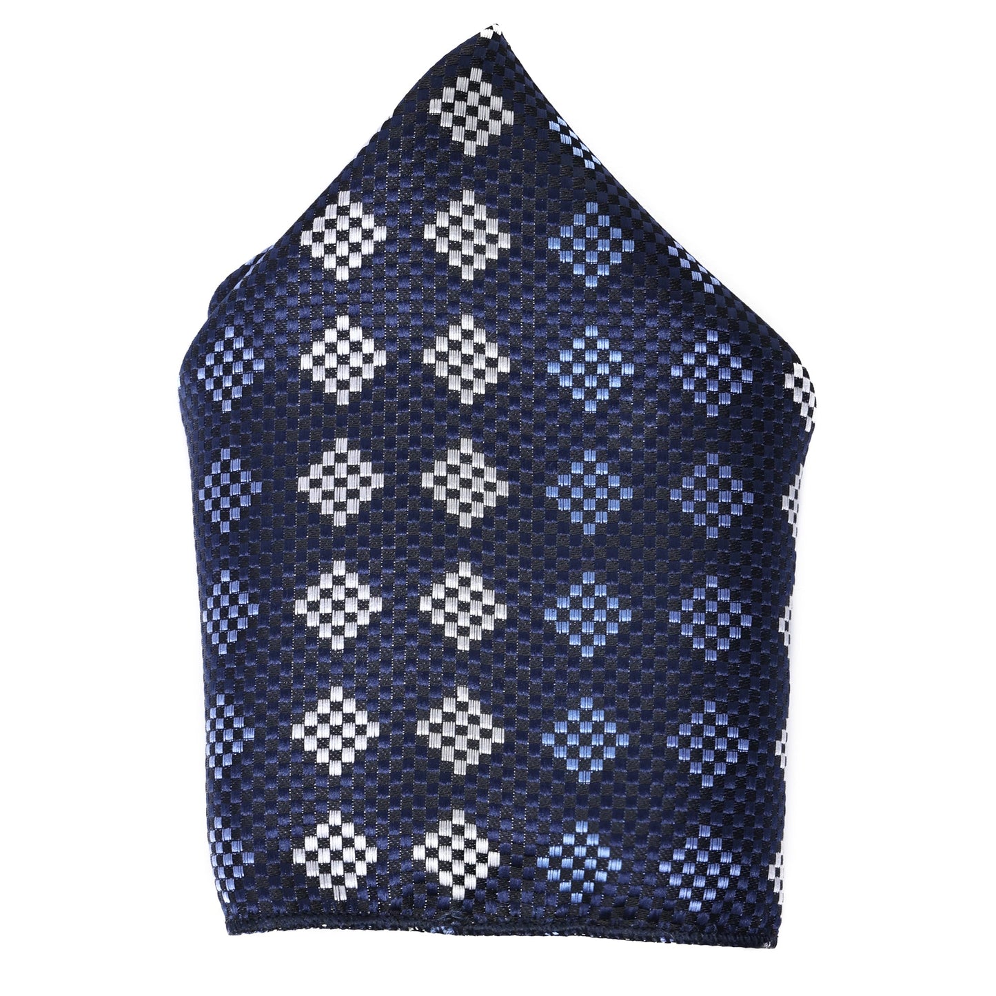 Royal Blue Crystal Navy Italian Silk Neckties Set Pocket square Silver Tiepin