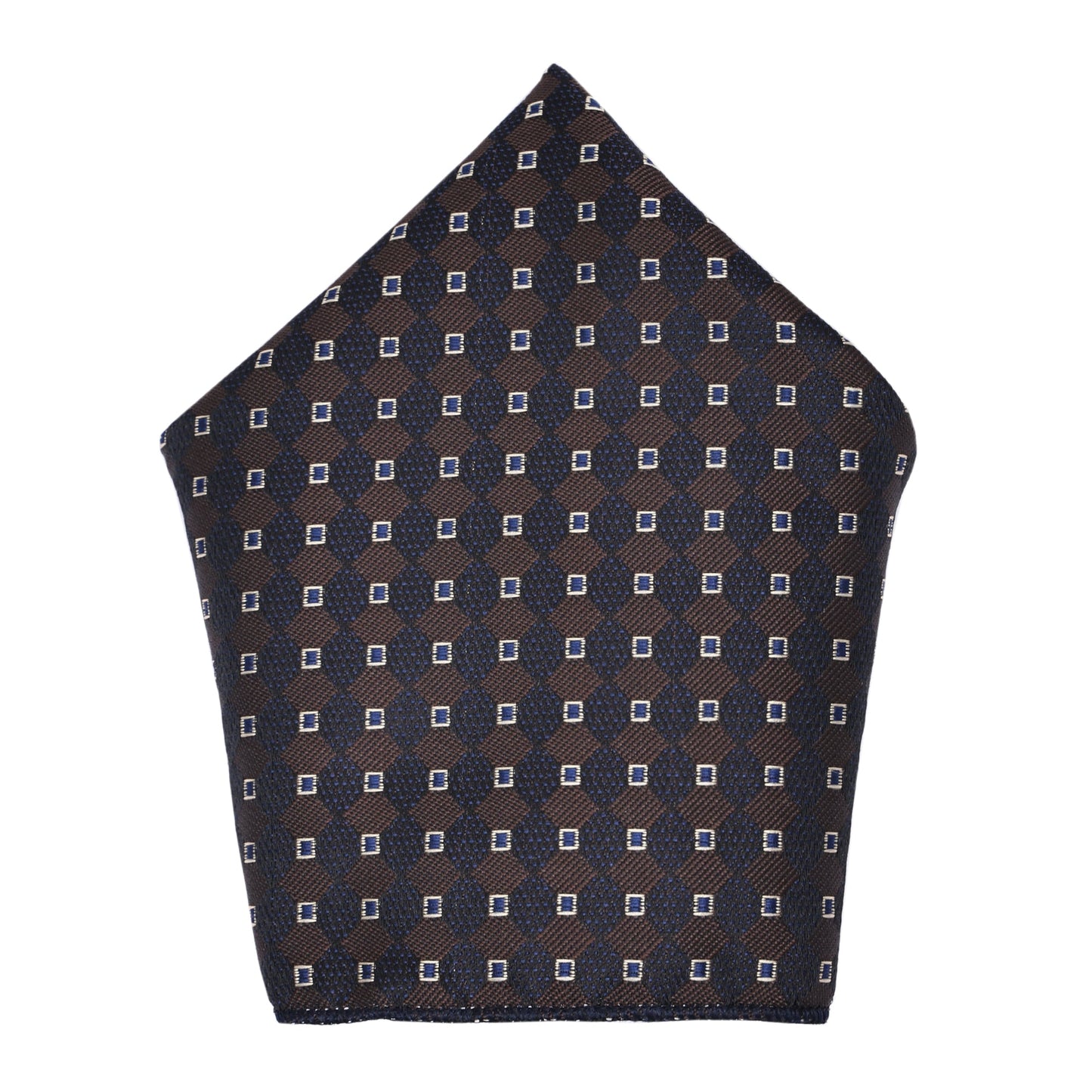 Brown Italian Silk Neckties Set Pocket Square Silver Tiepin