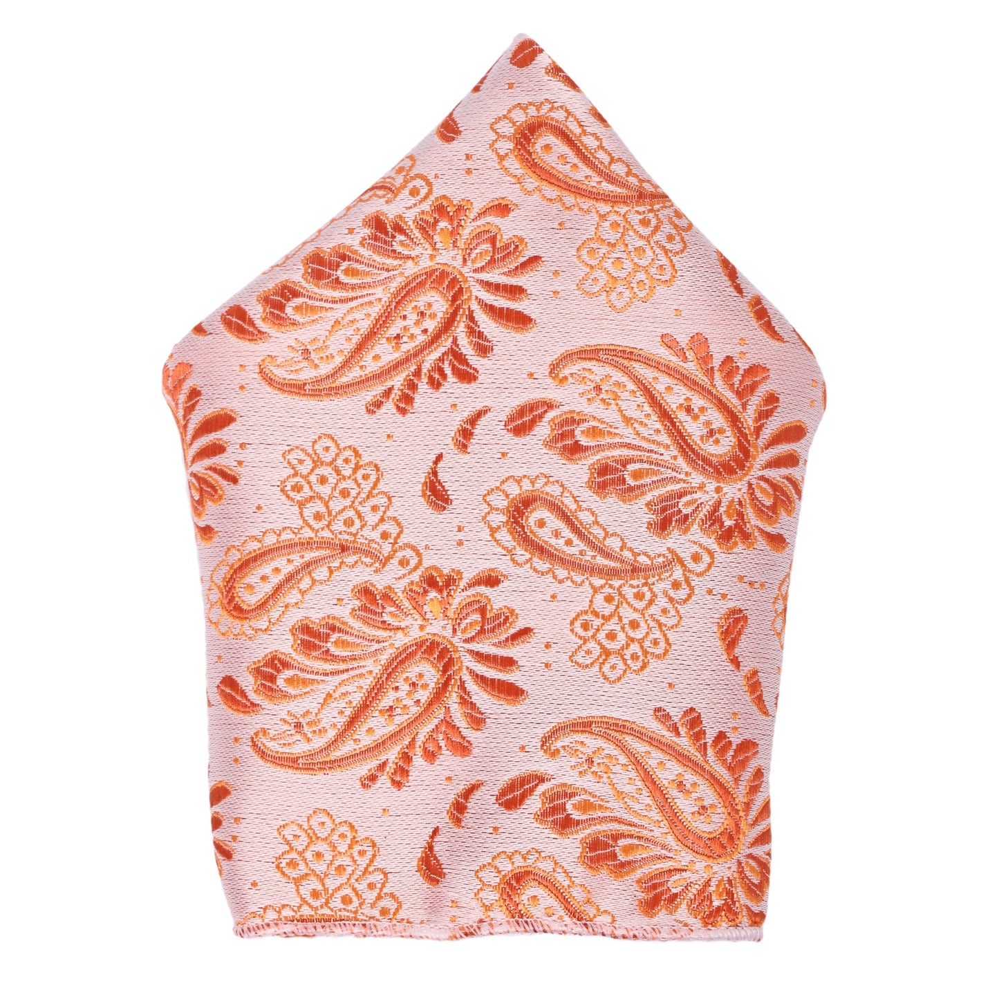 Light Orange Italian Silk Neckties Set Pocket Square Silver Tiepin