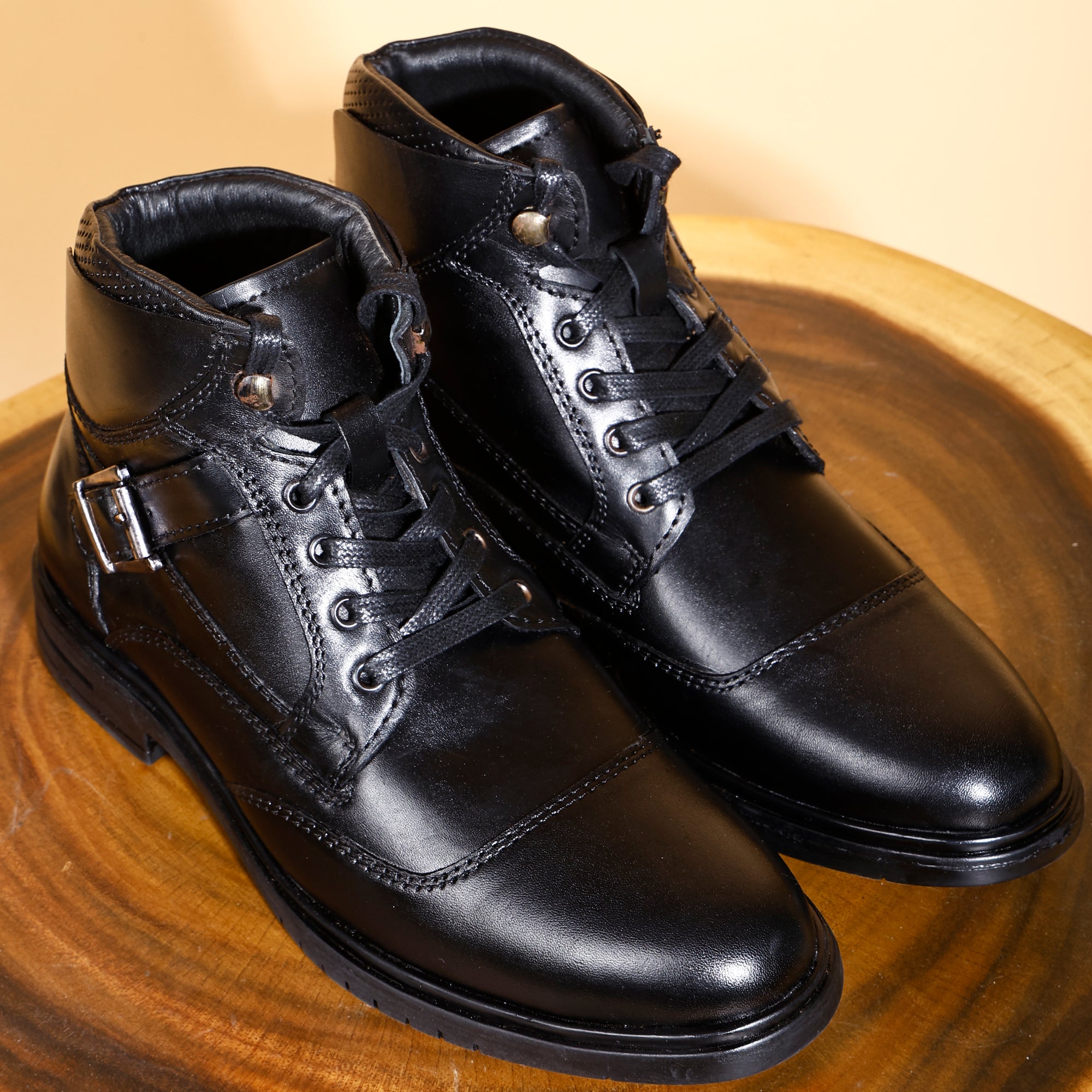 Handcrafted Italian Leather High Ankle Biking Boots ( LB05)
