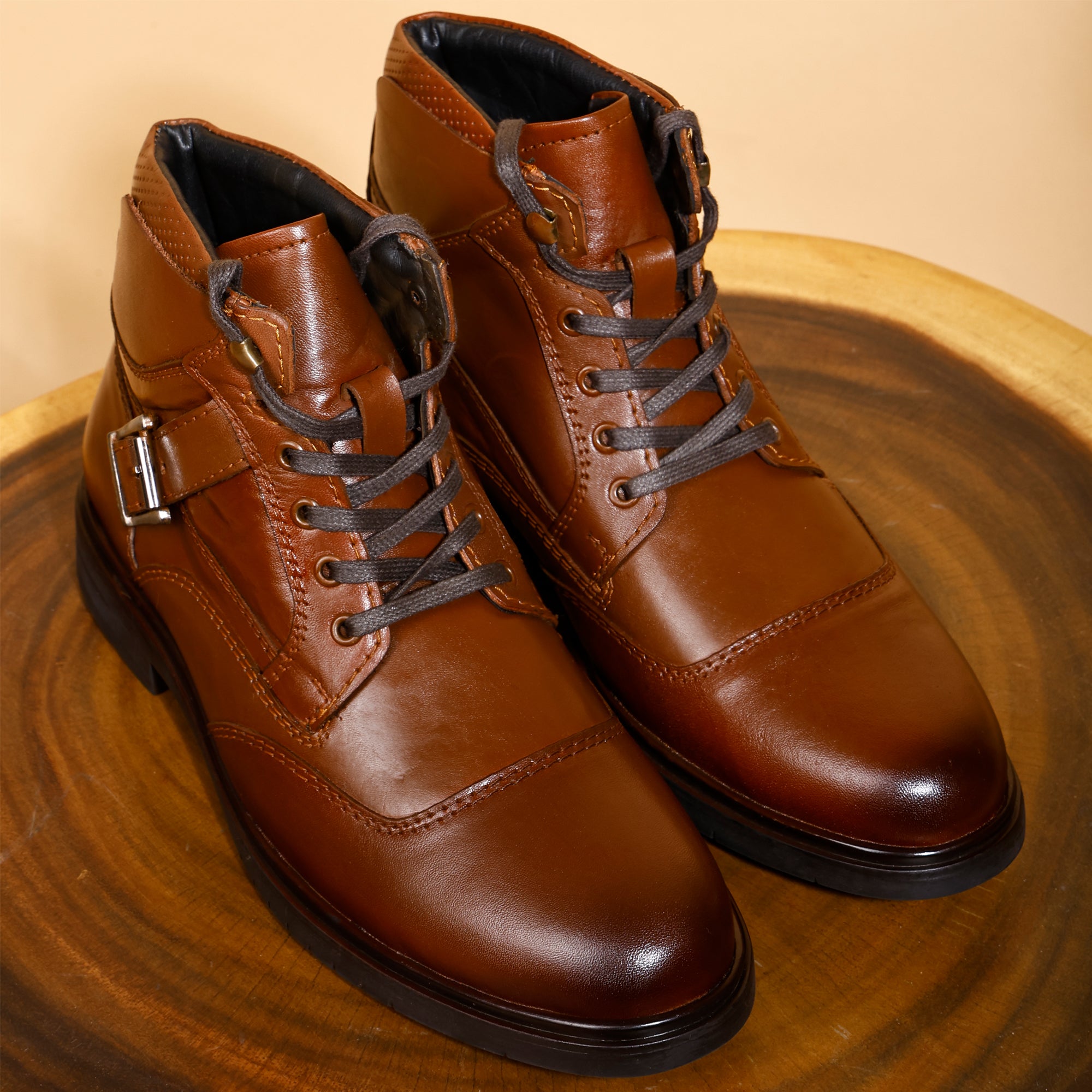 Handcrafted Italian Leather High Ankle Biking Boots ( LB05A)