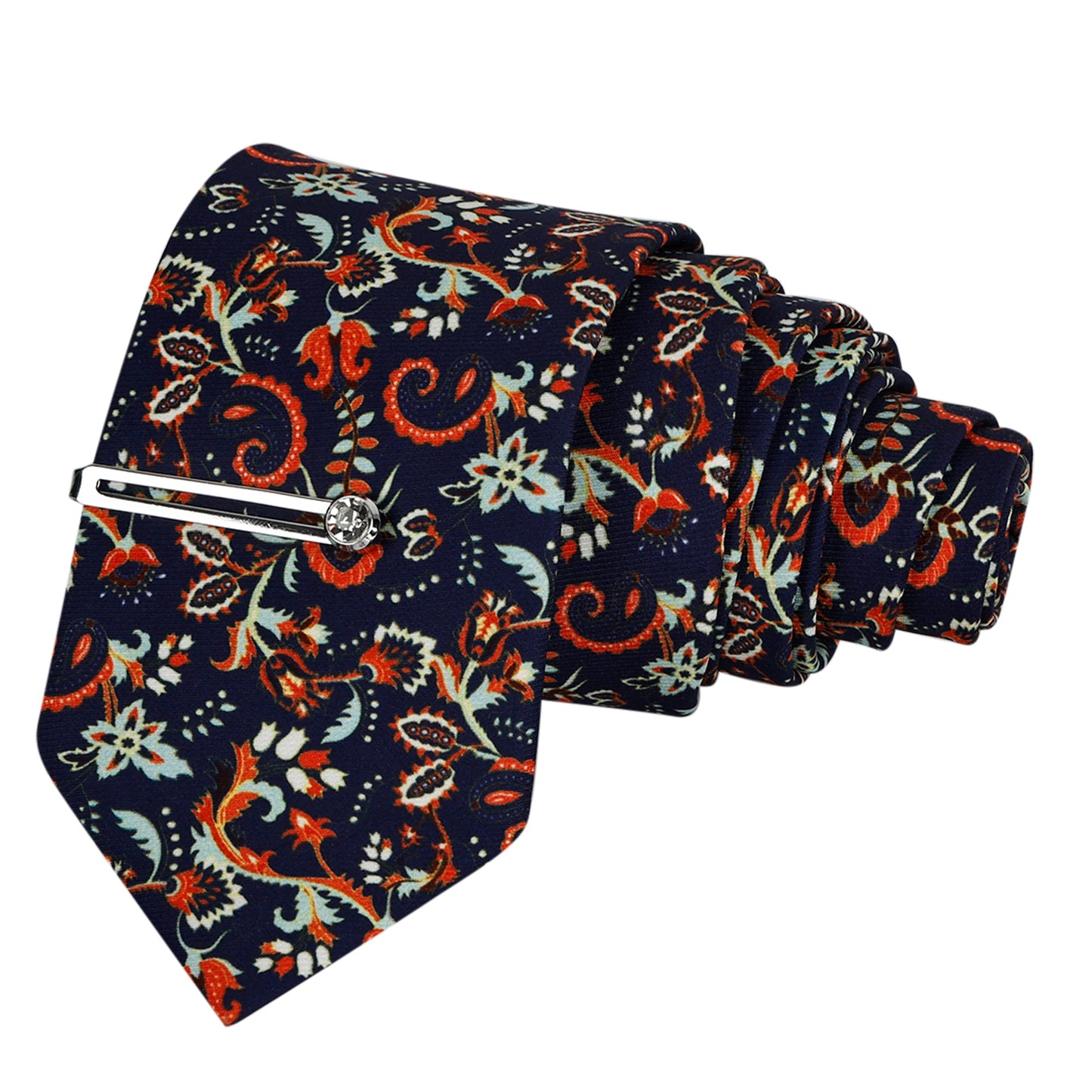 Cerulean Blue Luxury Italian Silk Necktie Set With Pocket Square Silver Tie Pin, Cufflinks & Brooch