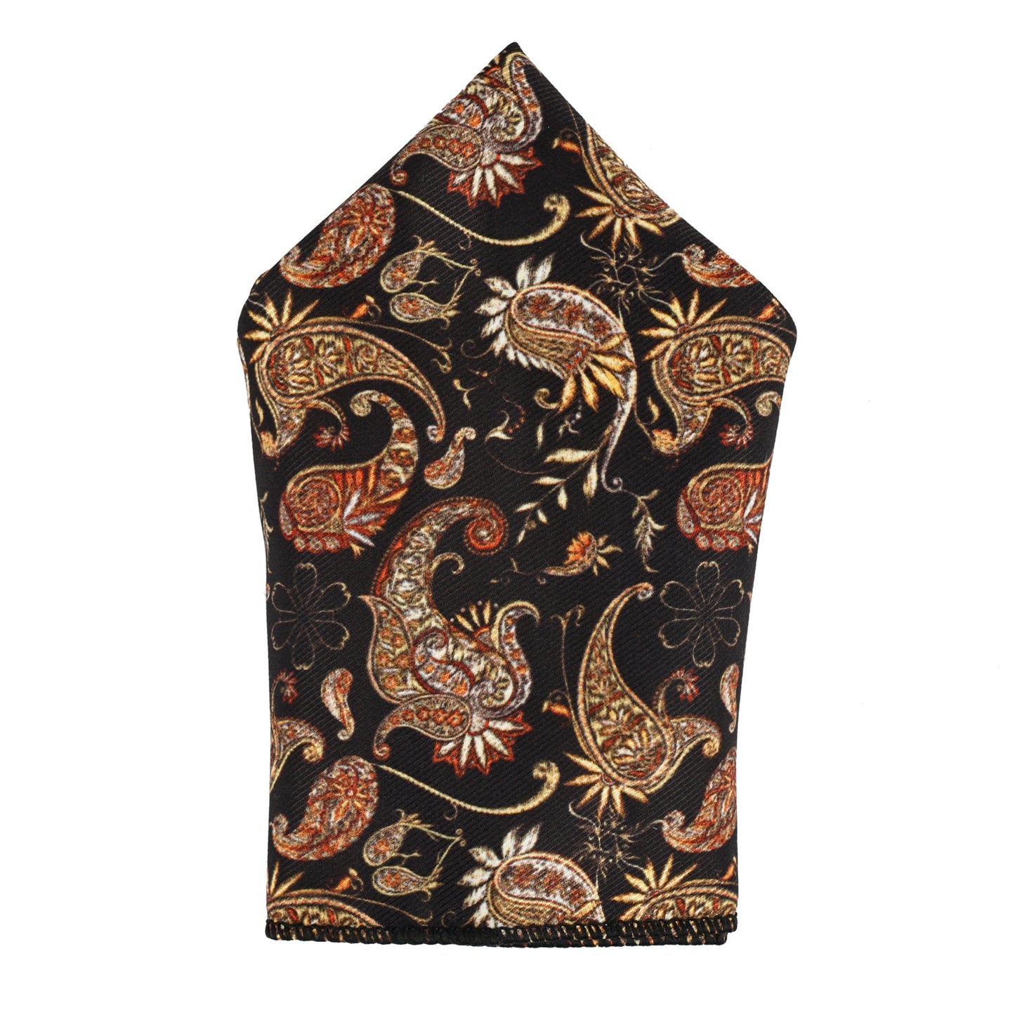 Ravan Black Luxury Italian Silk Necktie Set With Pocket Square Silver Tie Pin, Cufflinks & Brooch