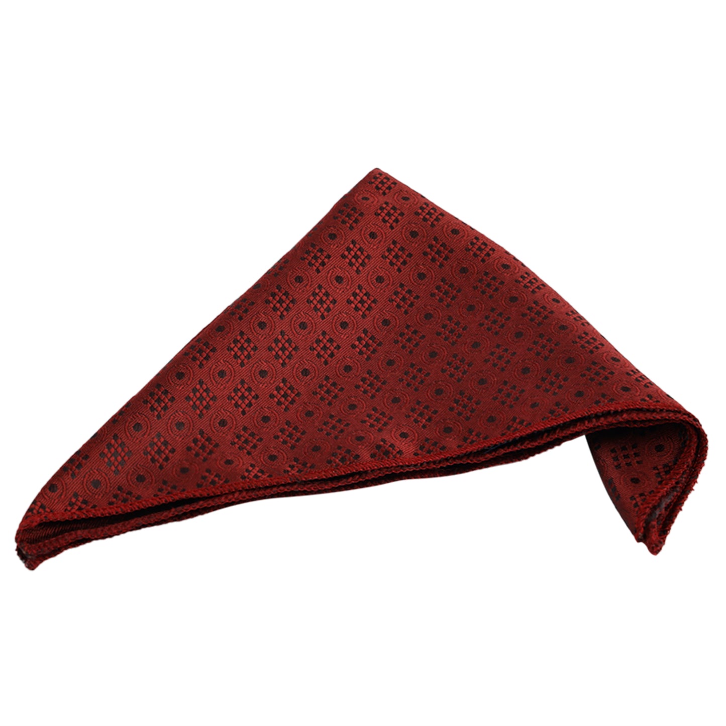 Denim Mehroon Italian Necktie Set With Pocket Square Silver Tie Pin, Cufflinks & Brooch