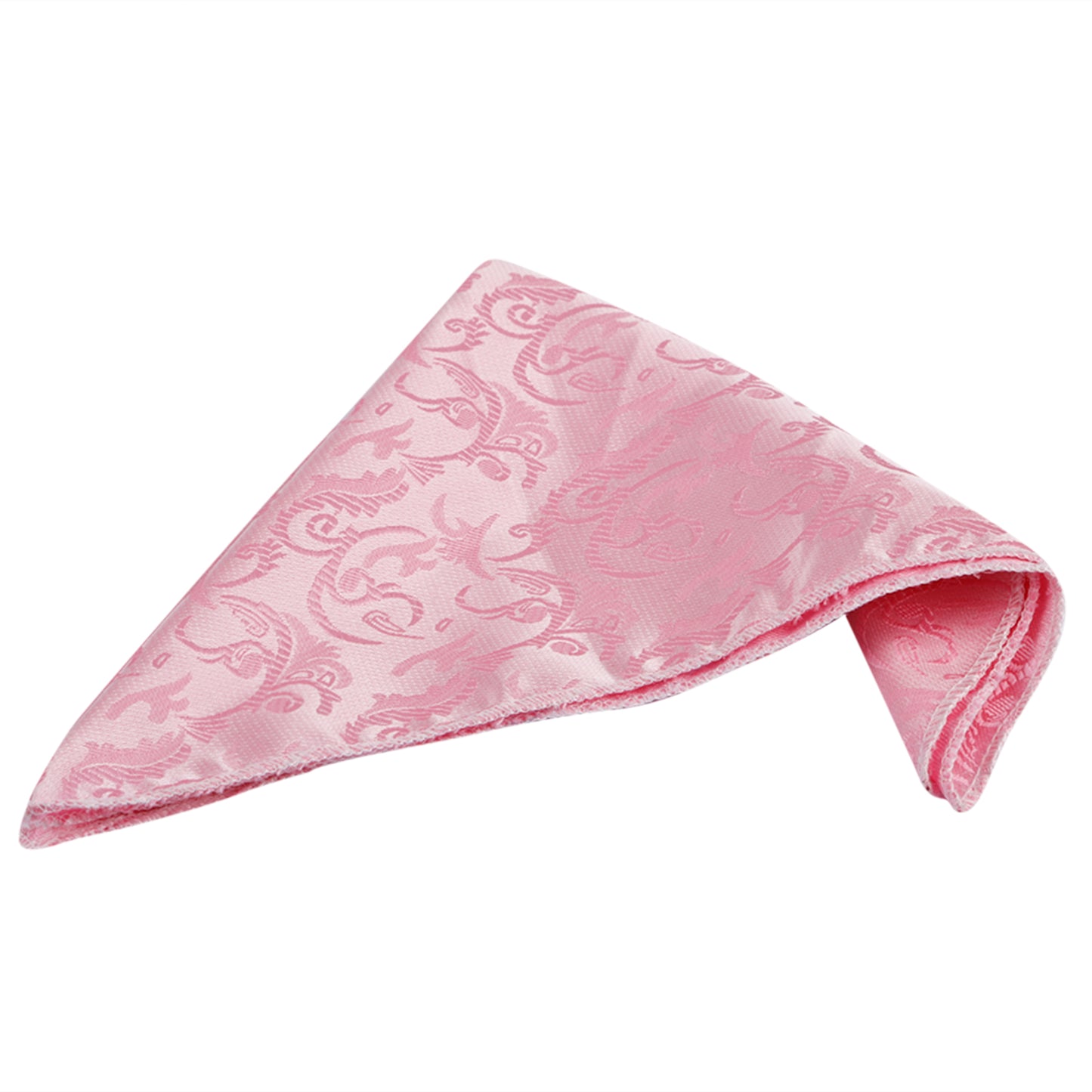 Kari baby pink Italian Necktie Set With Pocket Square Silver Tie Pin, Cufflinks & Brooch
