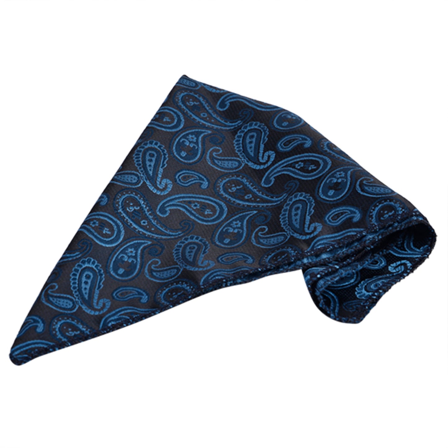 Kari Dark Navy Italian Necktie Set With Pocket Square Silver Tie Pin, Cufflinks & Brooch