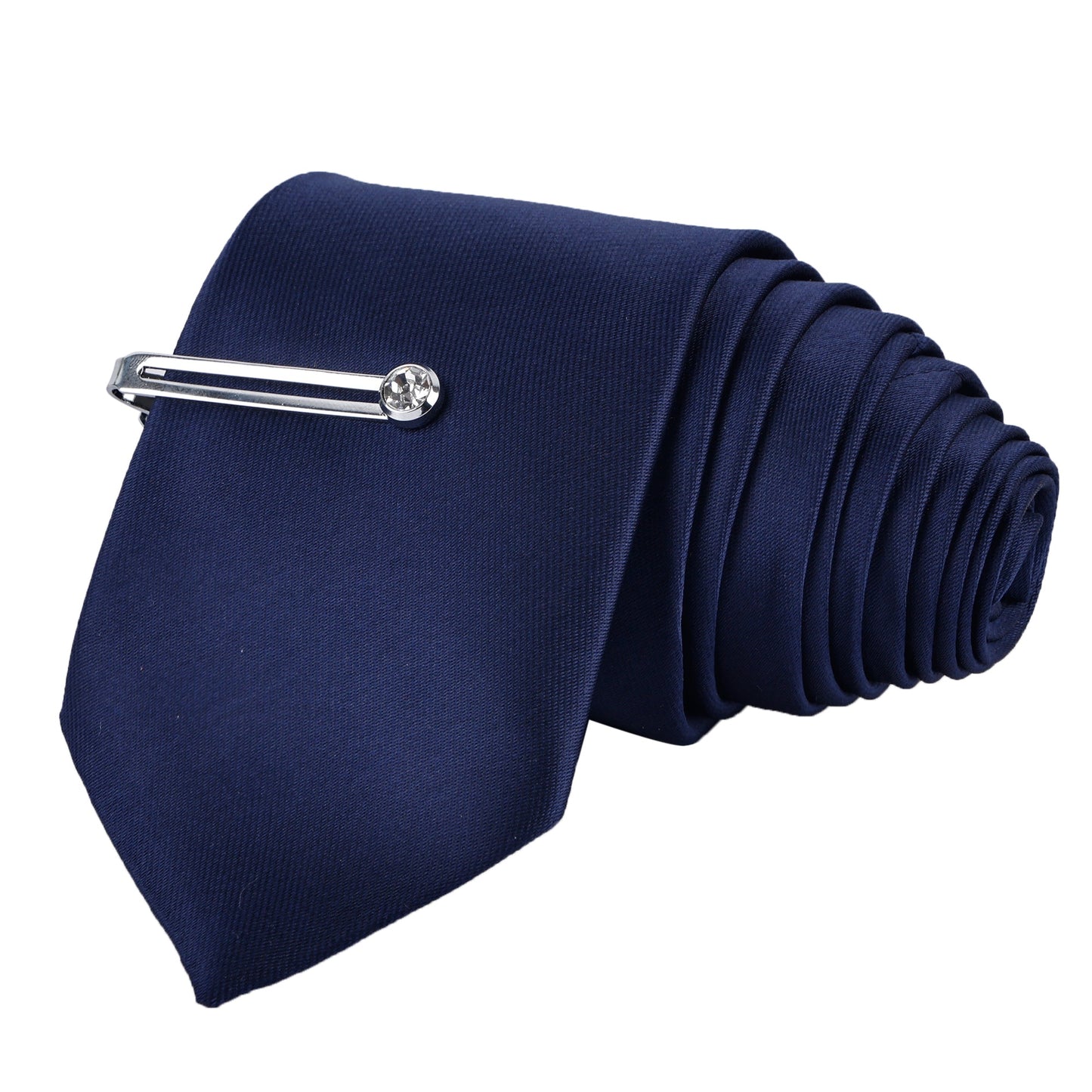 Aegean Blue Luxury Solid Necktie Set With Pocket Square silver Tie Pin, Cufflinks & Brooch