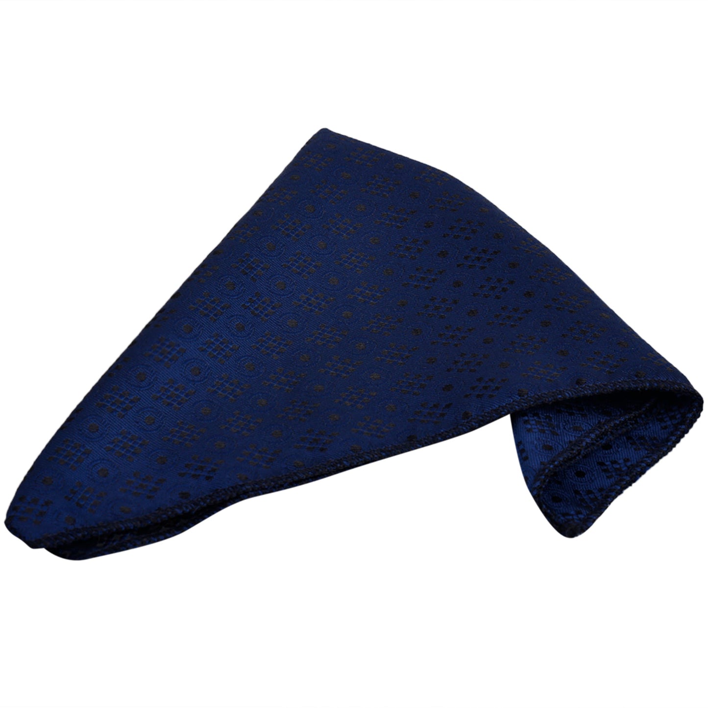 Denim Blue Italian Necktie Set With Pocket Square Silver Tie Pin, Cufflinks & Brooch