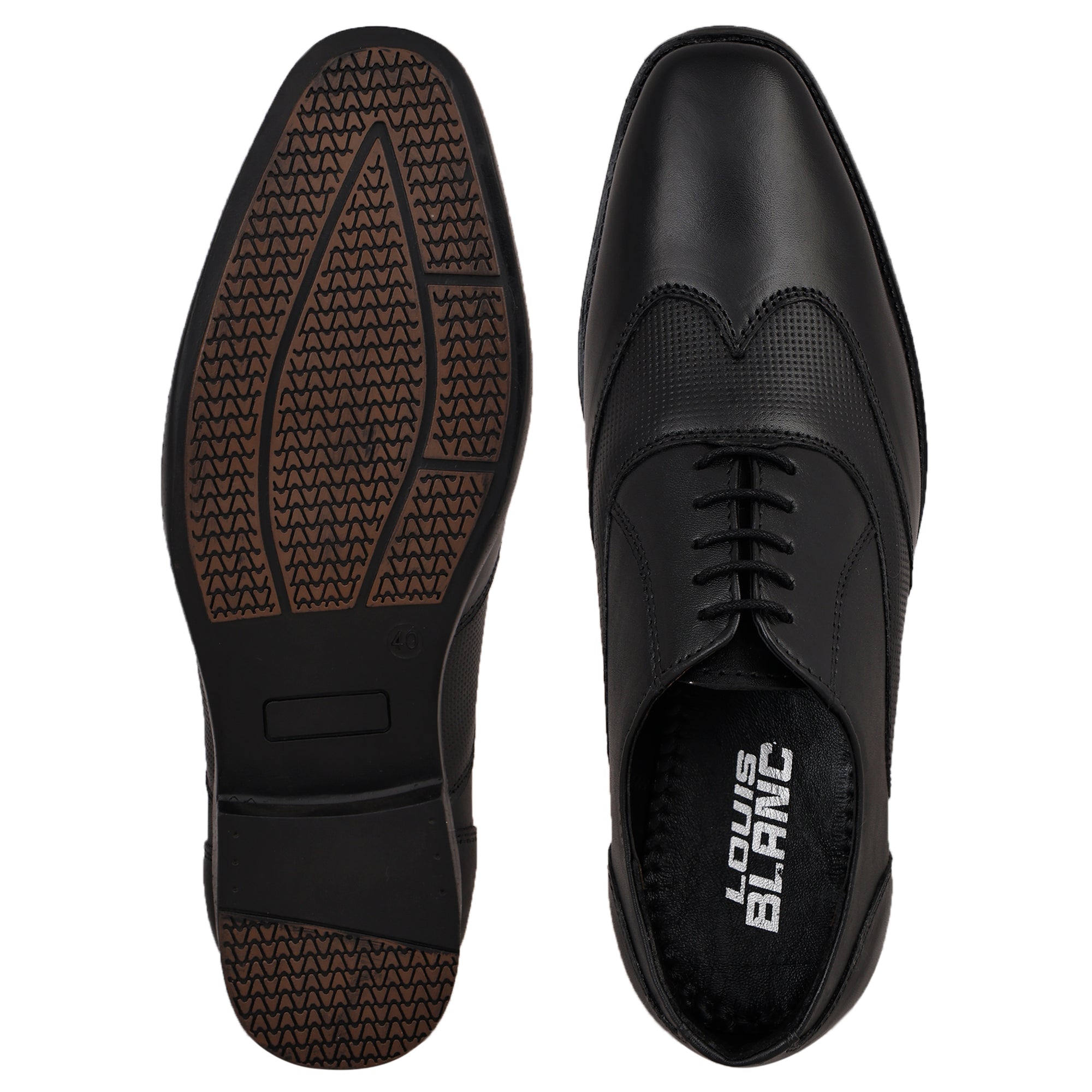 Louis Blanc Handmade Premium Italian leather Derby Black Shoes (LB 27)