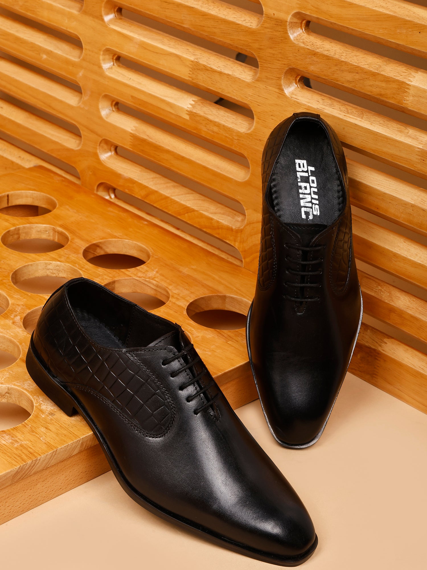 Louis Blanc Genuine Crust Leather Shoe for Men Fisher Derby Black Colour (LB28)