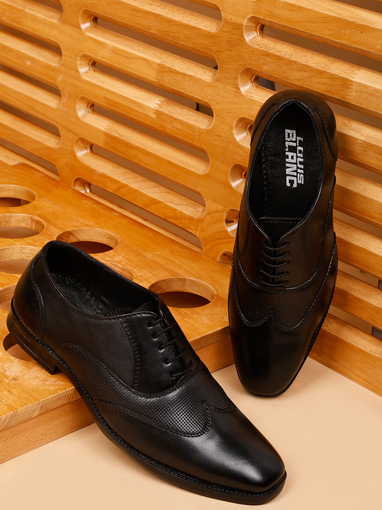 Louis Blanc Handmade Premium Italian leather Derby Black Shoes (LB 27)