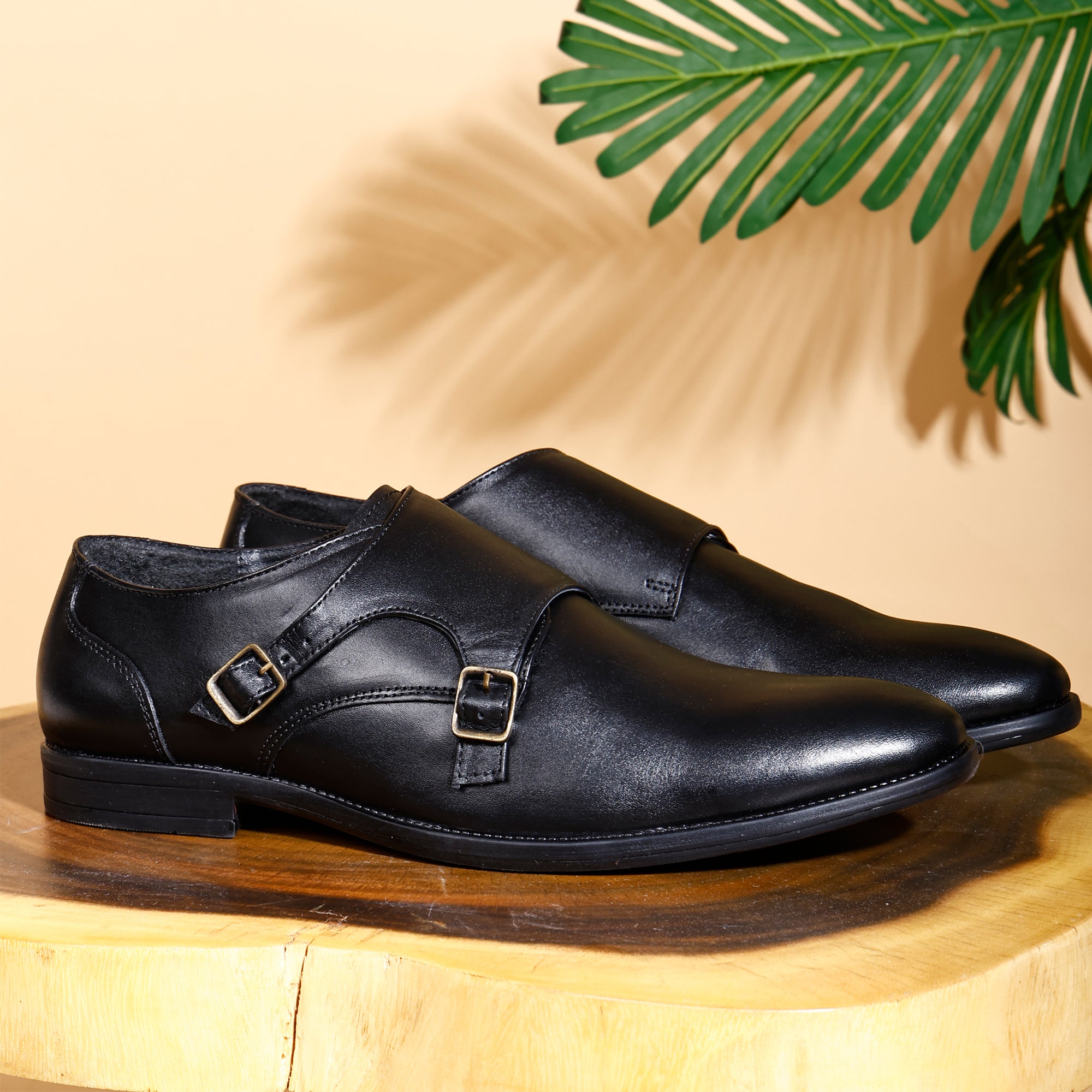 Louis Blanc Men’s Leather Formal Double Monk Strap Shoes (LB04)