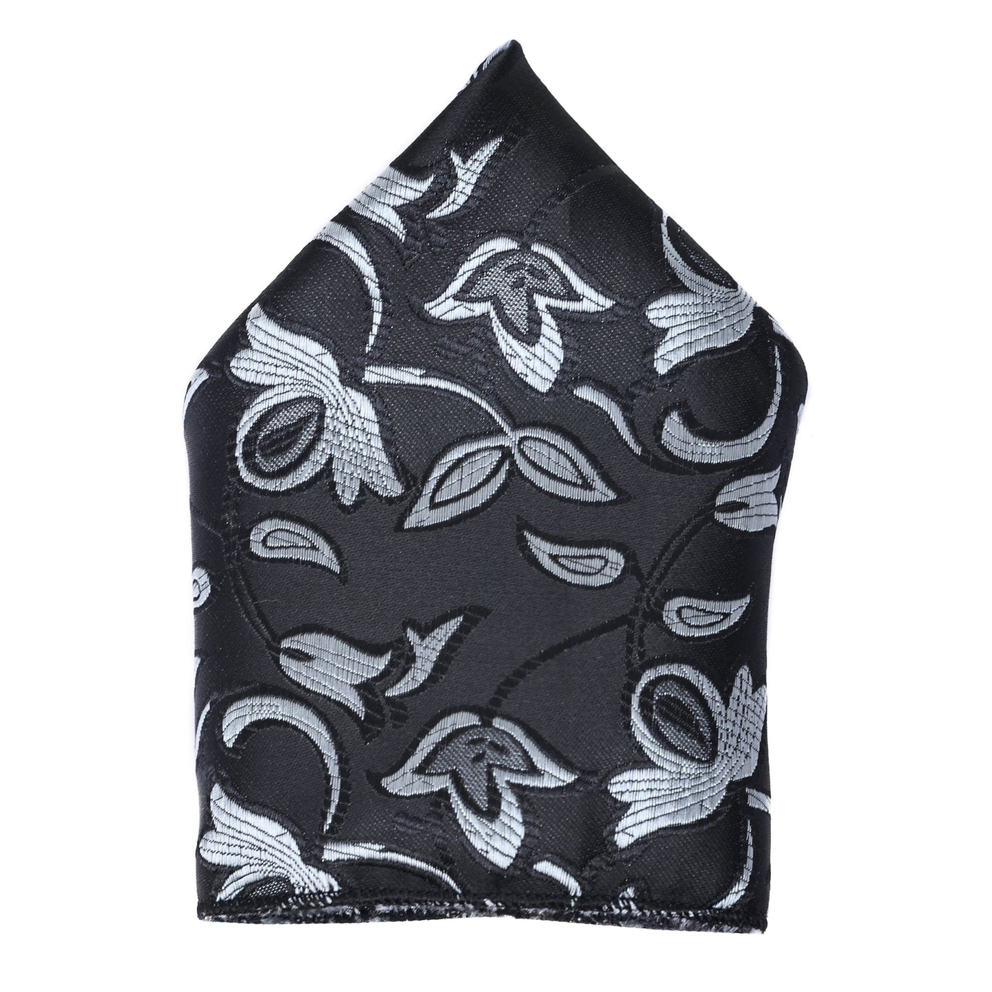 Sable Black Italian Silk Neckties Set Pocket Square Silver Tiepin Cufflinks & Brooch