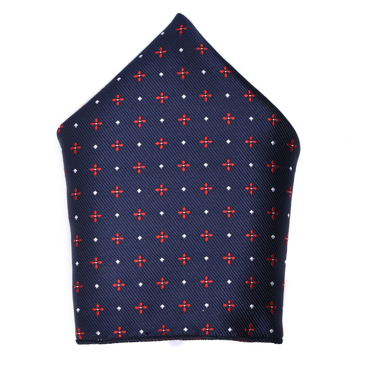 Navy & Red Design Italian Silk Neckties Set Pocket Square Silver Tiepin