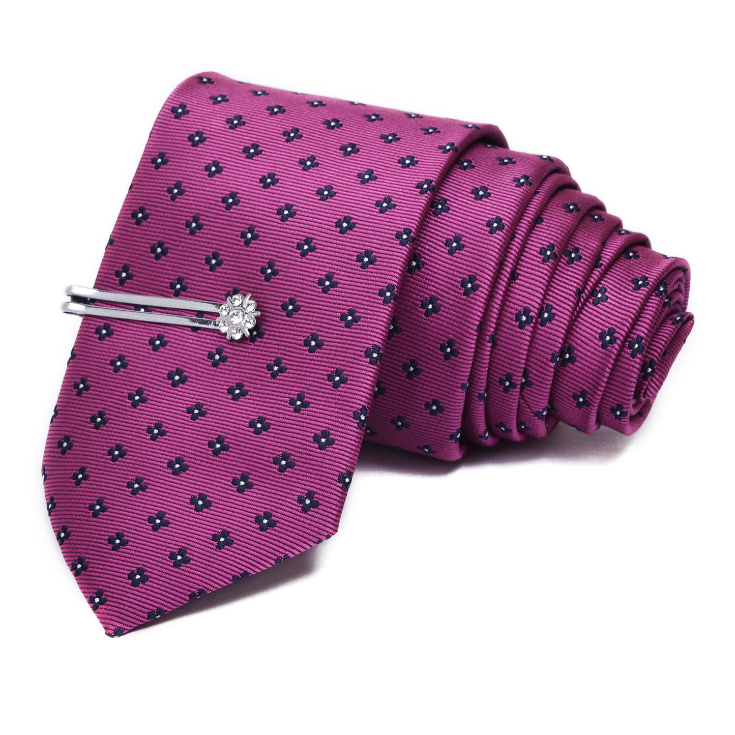 Flower Light Purple Italian Silk Neckties Set Pocket Square Tip
