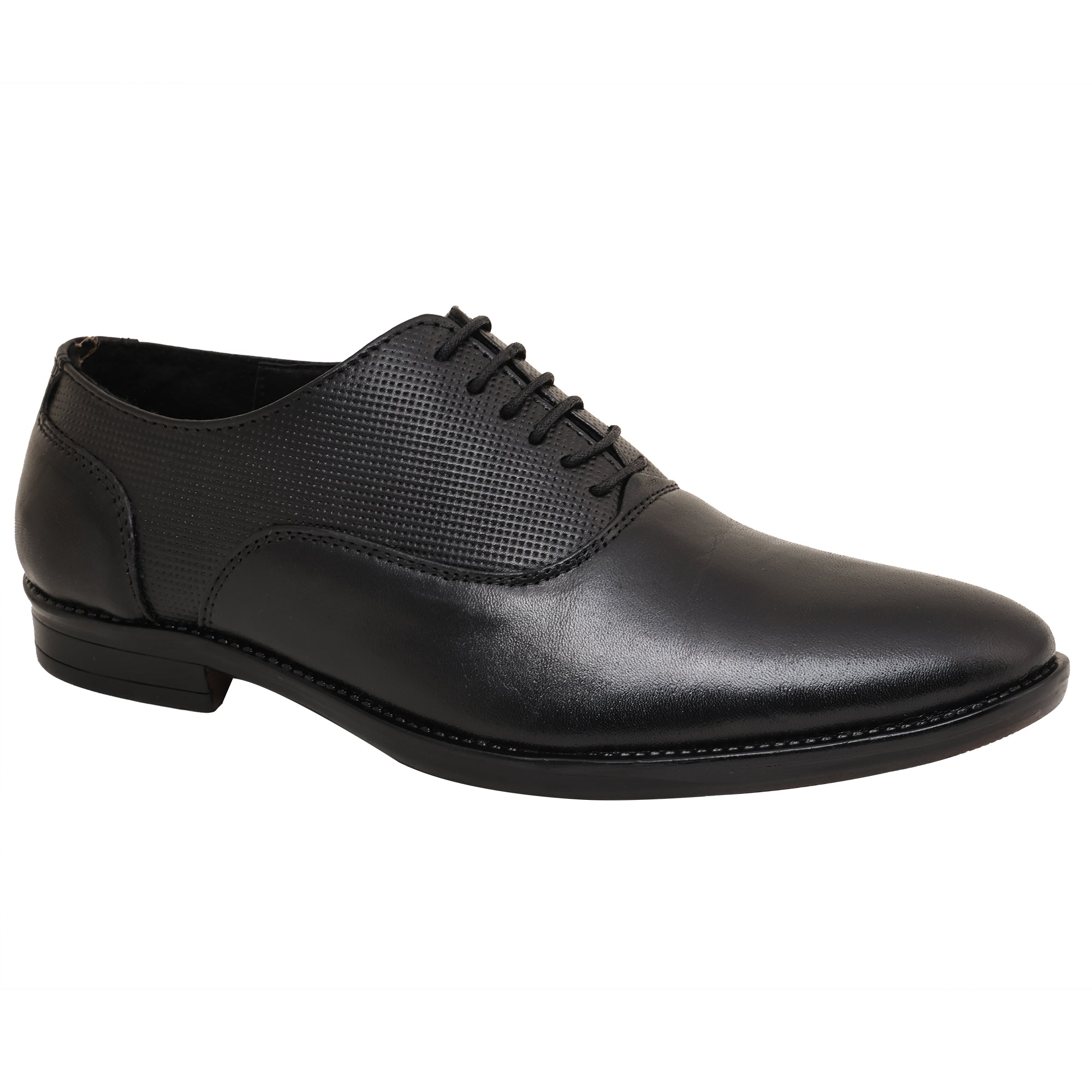 Louis Blanc Men’s Full Grain Black Leather Oxford Lace Up Formal Shoes ( LB18 )