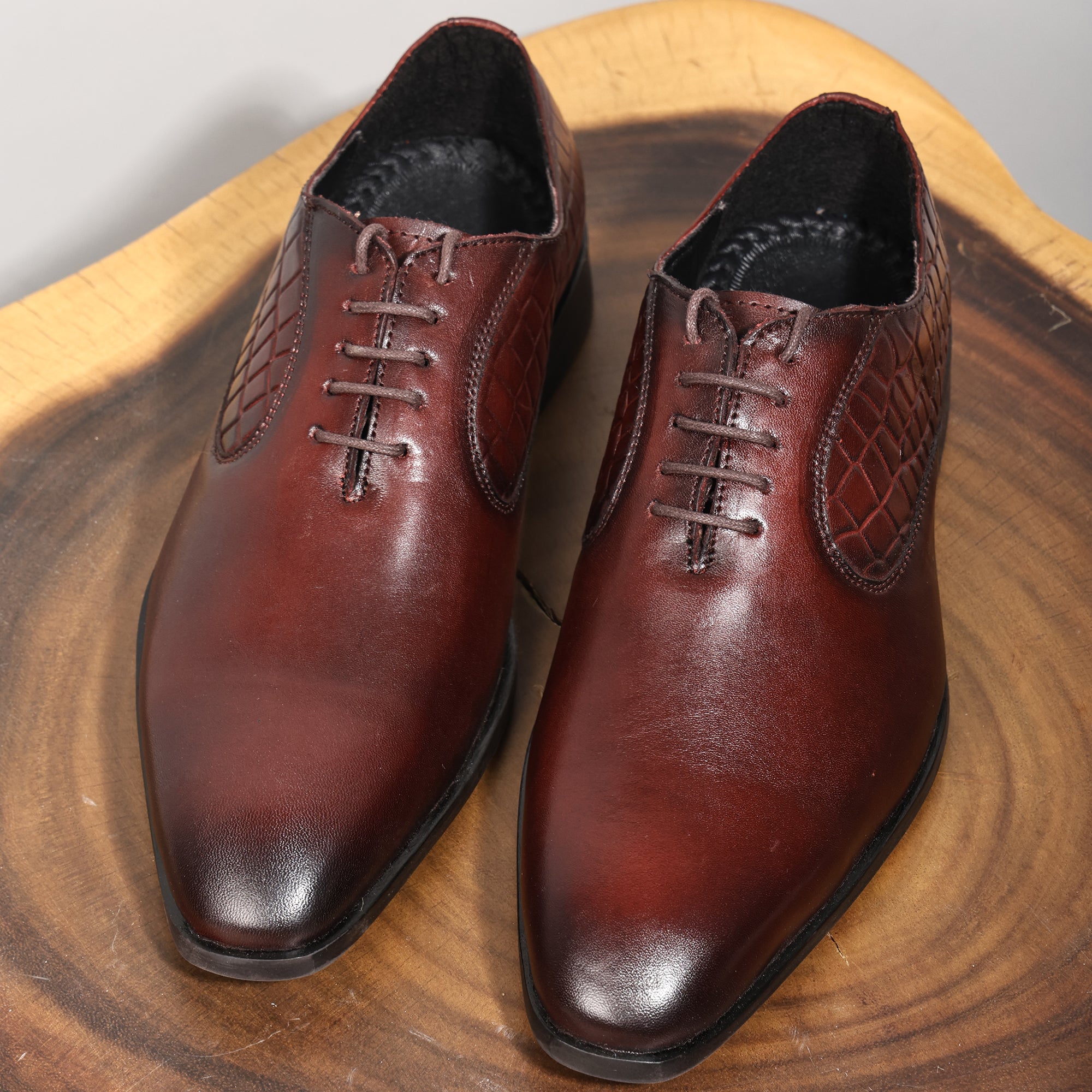 Louis Blanc Genuine Crust Leather Shoe for Men Fisher Derby Cherry Colour LB28(A)