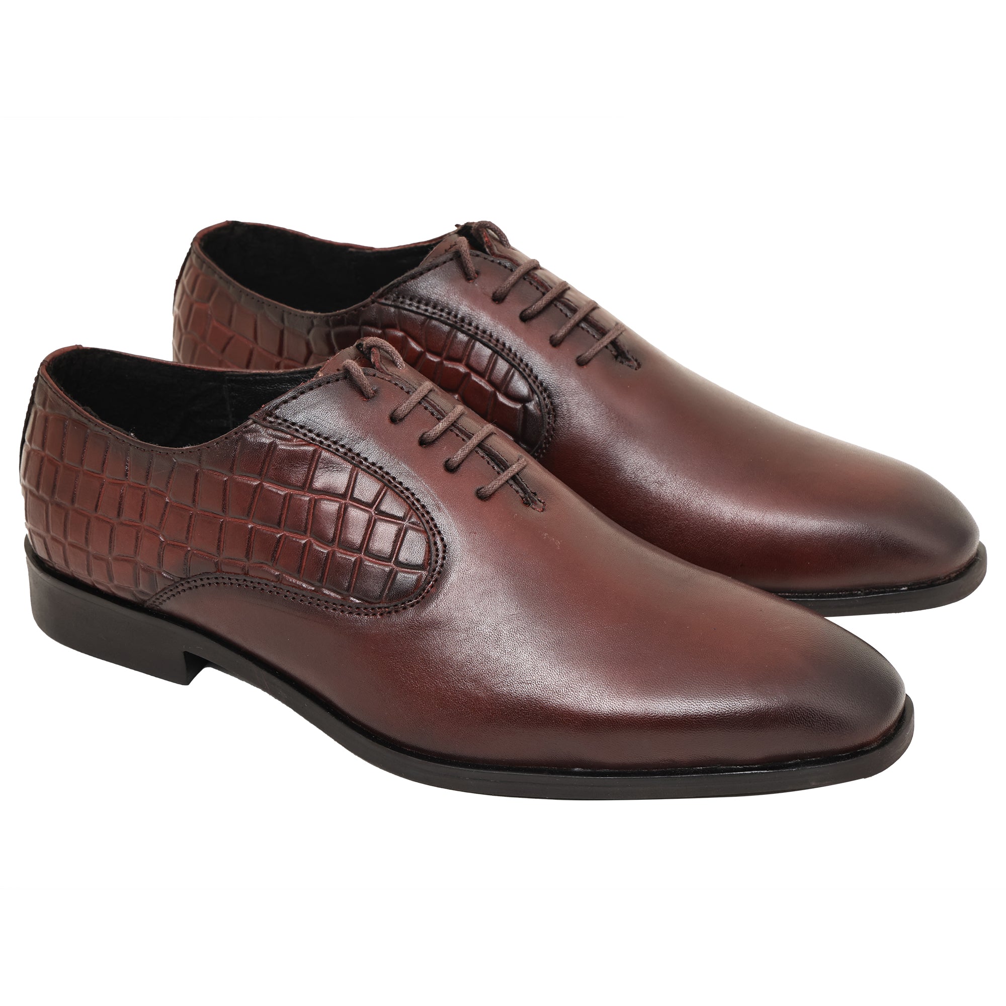 Louis Blanc Genuine Crust Leather Shoe for Men Fisher Oxford Cherry Colour LB28(A)