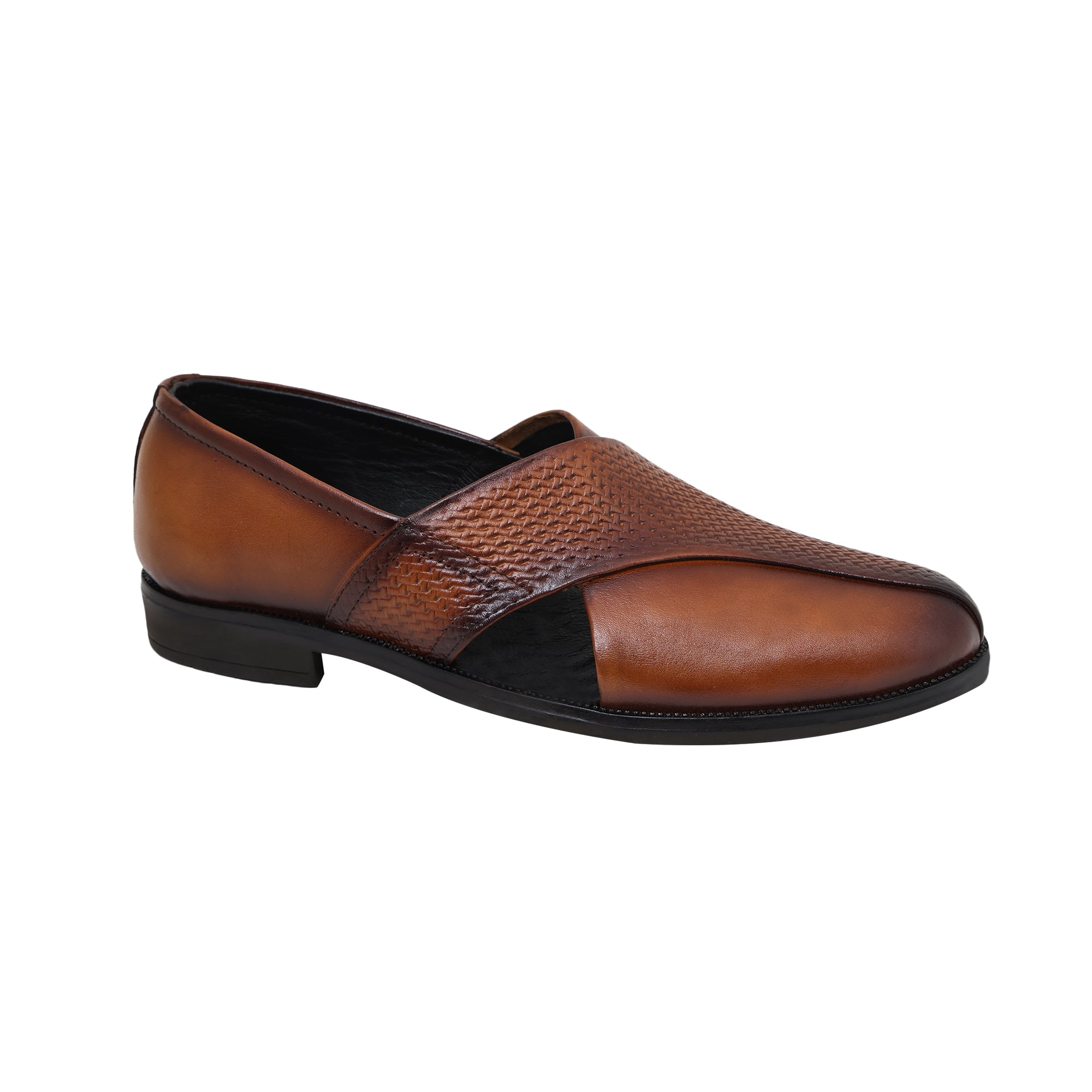 Louis Blanc Men’s Ethnic Leather Peshawari Slip On Shoes With TPR Sole (LB17)