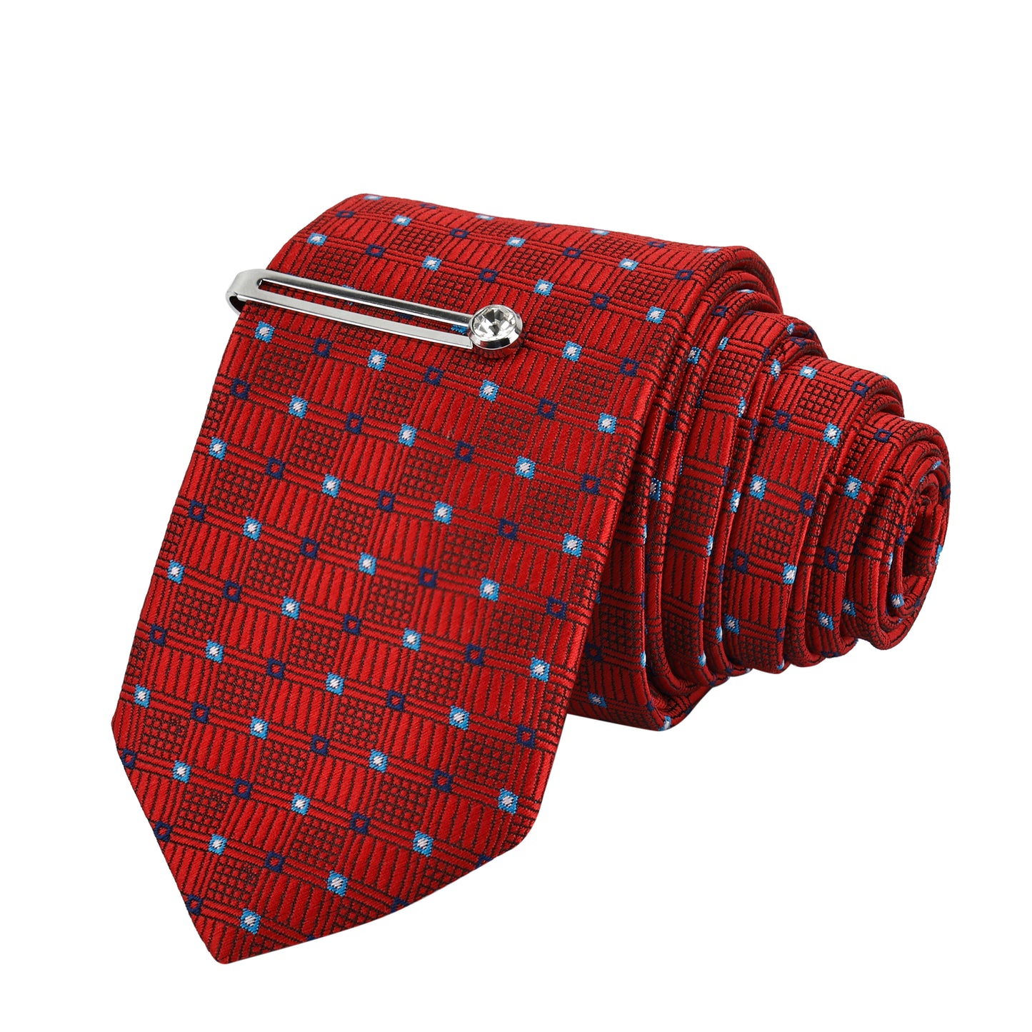 Texture Maroon Italian Necktie With Pocket Square Silver Tie pin, Cufflinks & Brooch