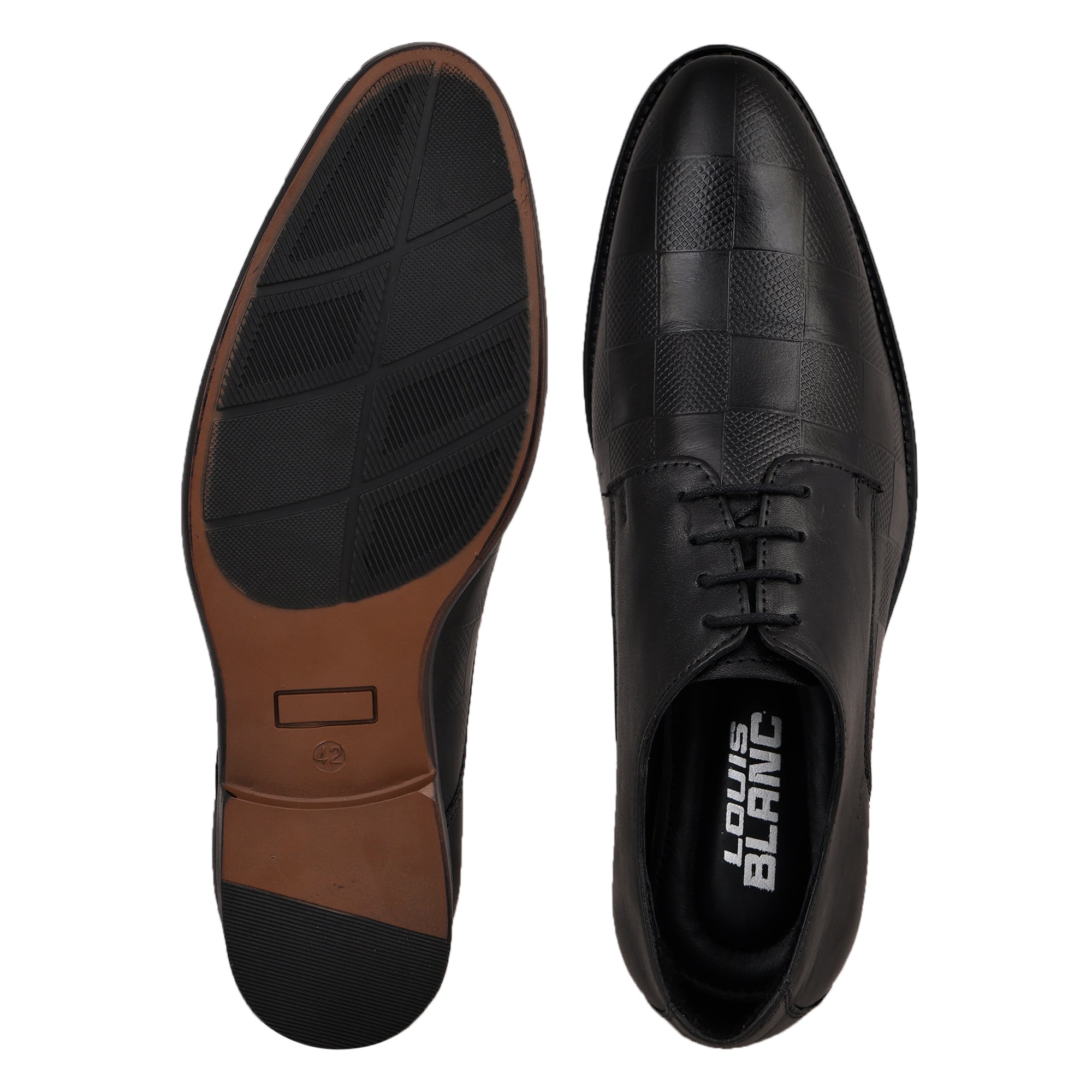 Louis Blanc Crust leather Block Pattern Design Formal Shoes For Men's (LB 01 A)