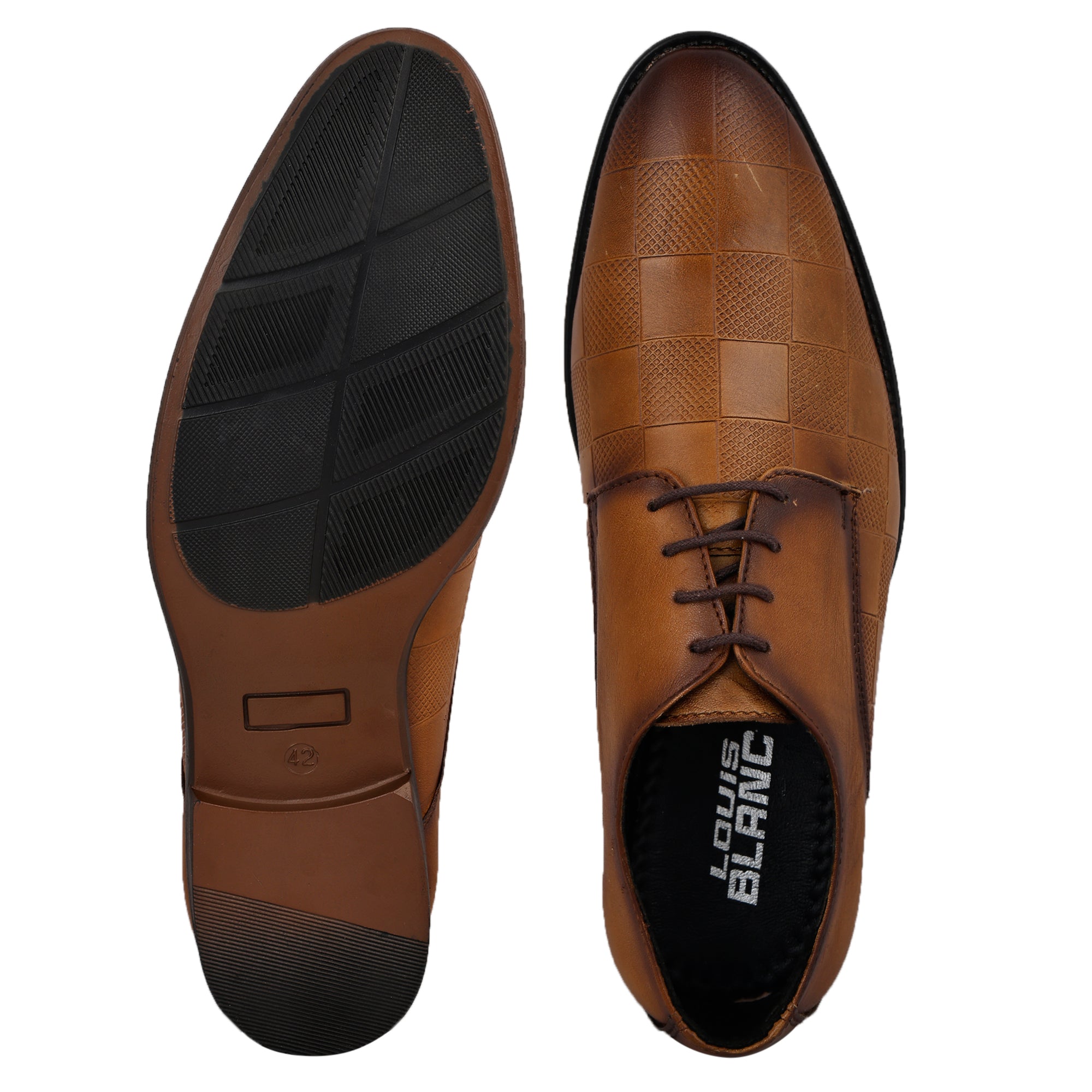 Louis Blanc Crust leather Block Pattern Design Formal Shoes For Men's (LB 01)
