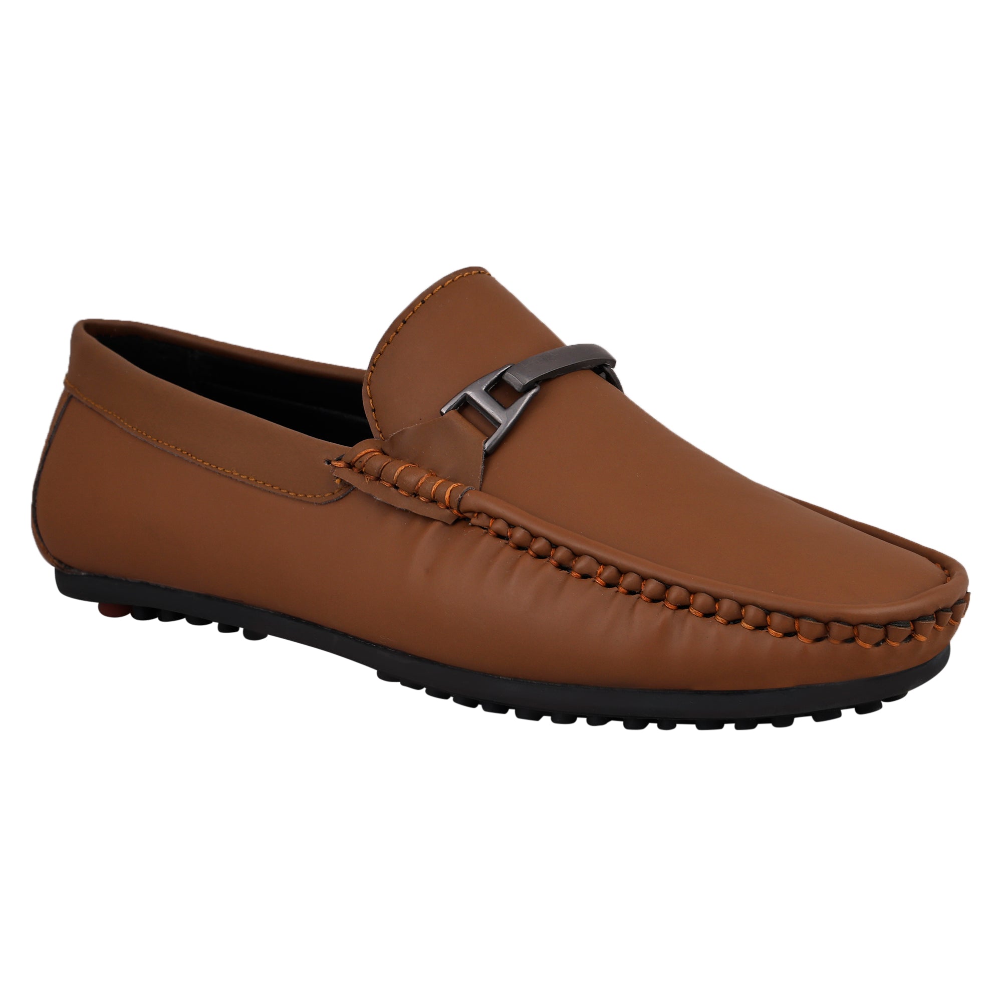 LB 39B Men's Brunette Tan Slip On Style Loafer Most Comfortable Doctor Insole With Wrinkle Free Fox Leather Loafers