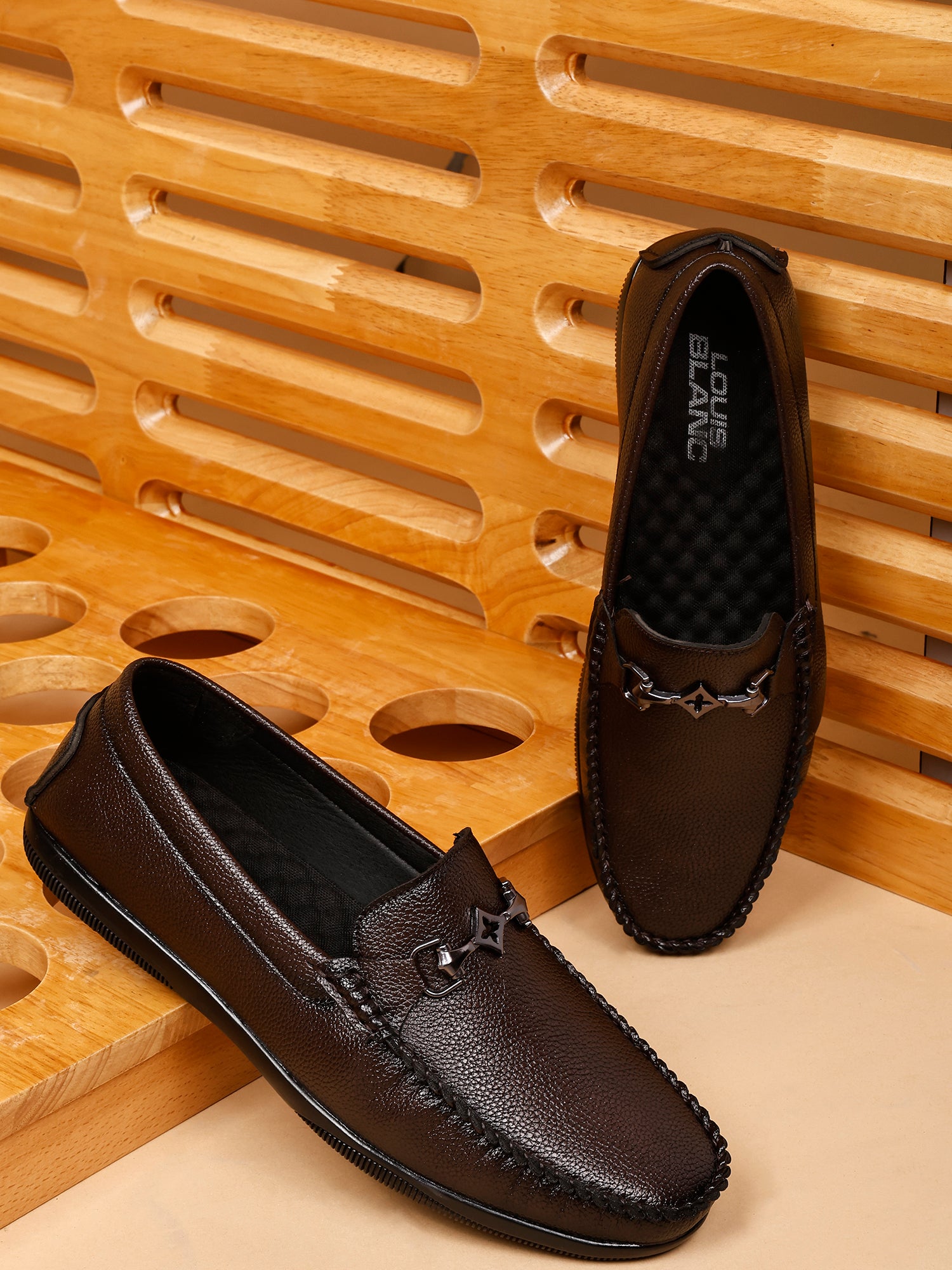 LB 38A Abelmo  Brown Slip On Style Loafer Most Comfortable Doctor Insole With Wrinkle Free Fox Leather Loafers.