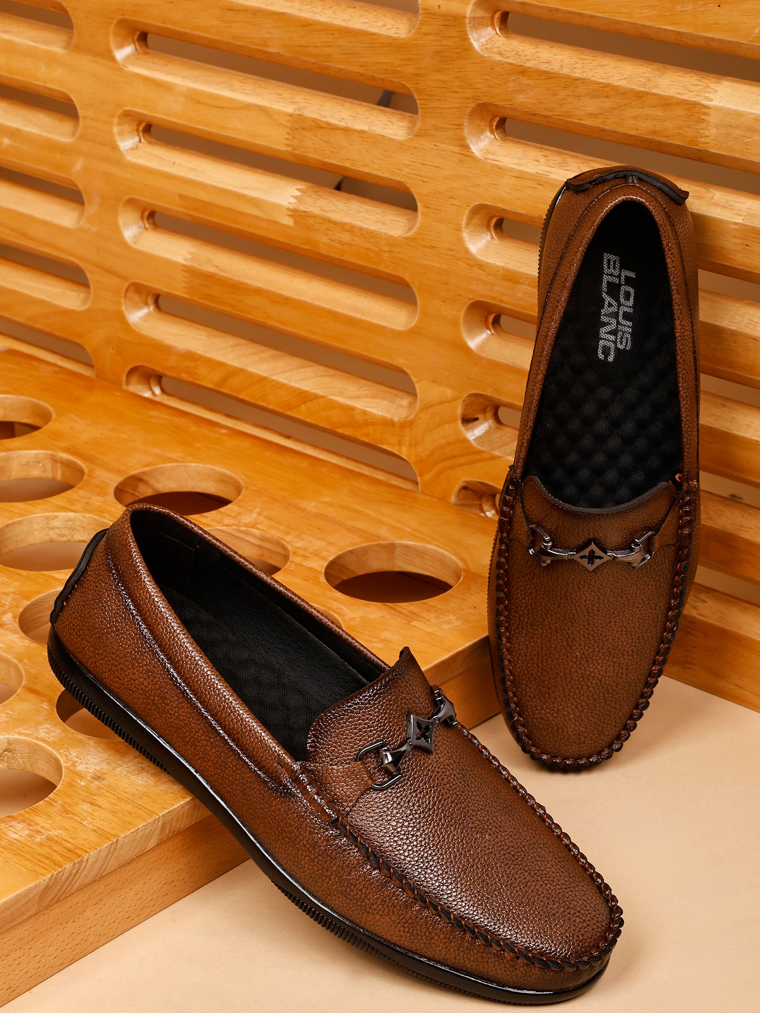 LB 38B DARIO Tan Slip On Style Loafer Most Comfortable Doctor Insole With Wrinkle Free Fox Leather Loafers.