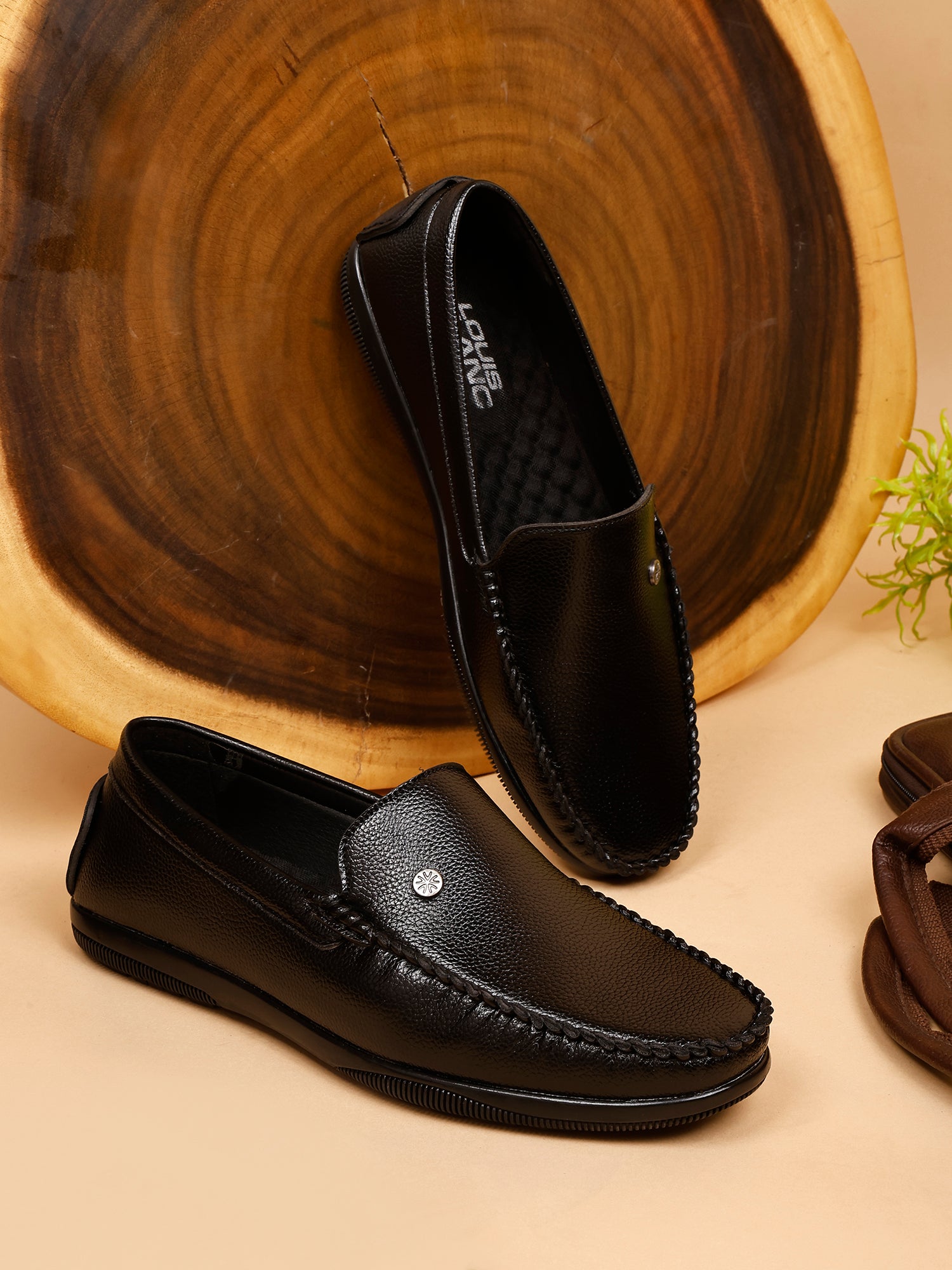 LB 45 Buckle Obsidian Black  Slip On Style Loafer Most Comfortable Doctor Insole With Wrinkle Free Fox Leather Loafers.